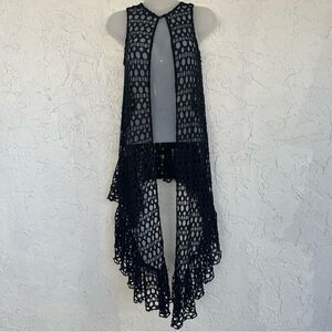 ALEXIS Sweater Cardigan Women XS Crotchet Open Knit Boho Festival Victorian